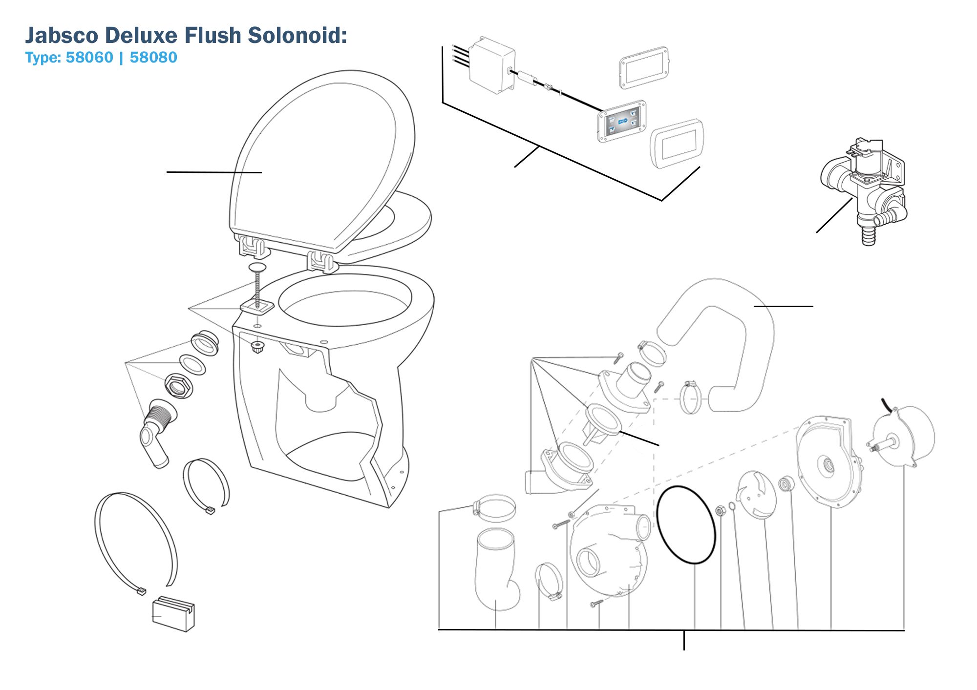 Jabsco Deluxe Flush met Solenoid Onderdelen