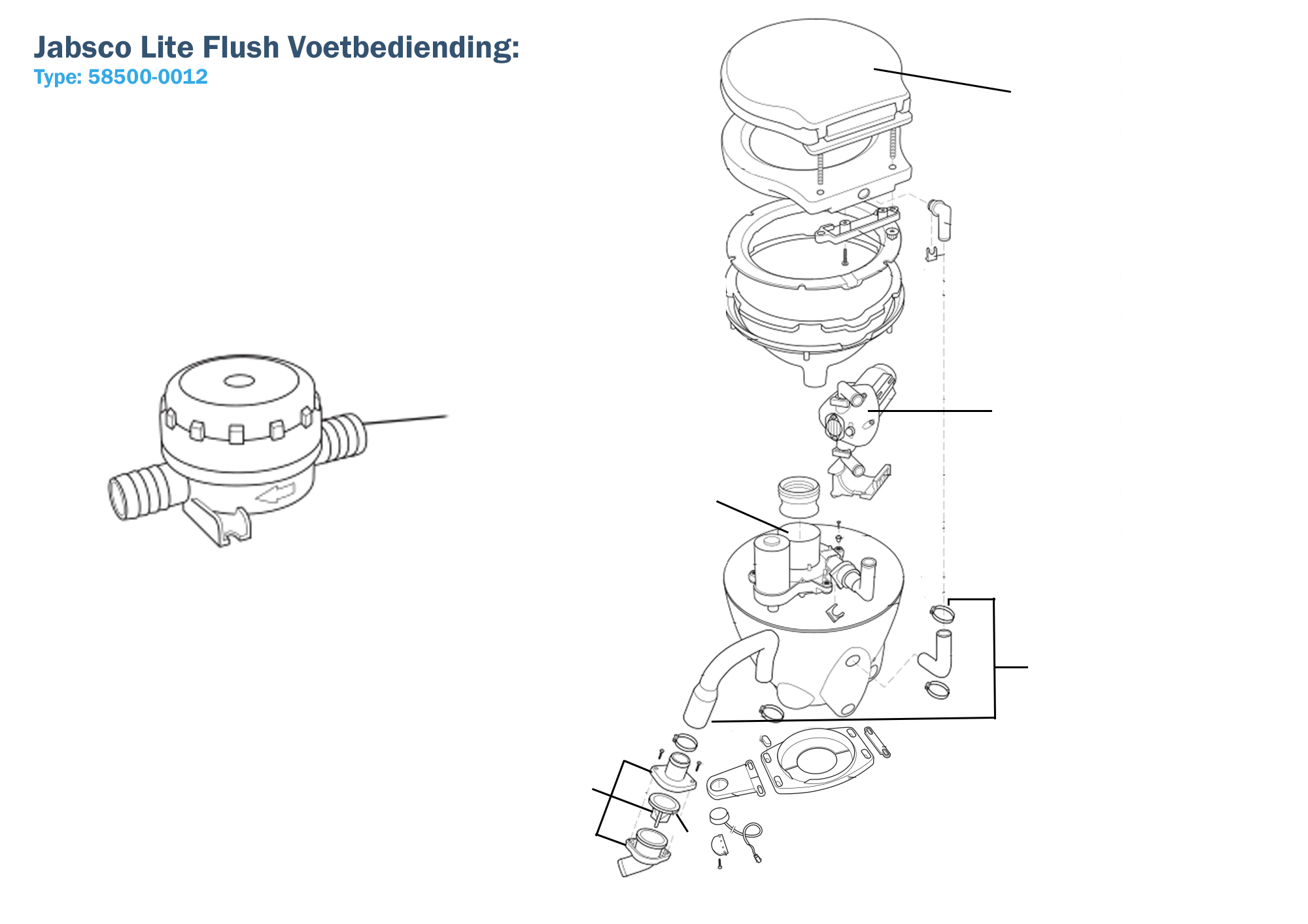 Jabsco Lite Flush met Voetbediening Onderdelen