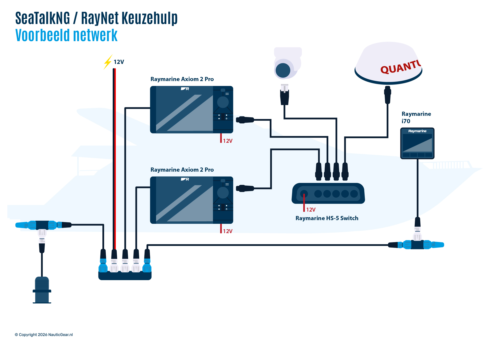 Schema's Raymarine SeaTalkNG en RayNet netwerken