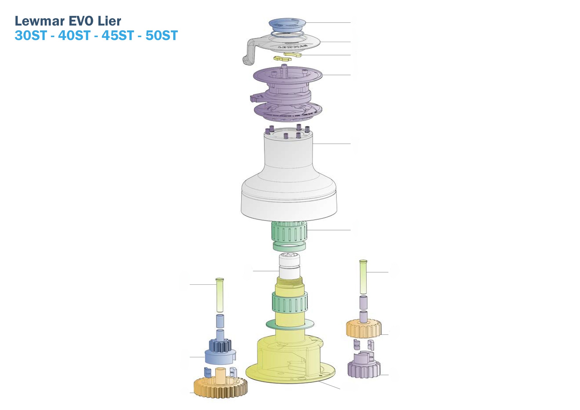 Lewmar EVO Lier 30ST - 40ST - 45ST - 50ST Lier Onderdelen Lewmar EVO Lier 30ST - 40ST - 45ST - 50ST Lier Onderdelen