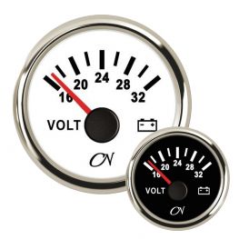 CN voltmeter 24V met Chromen ring Wit of Zwart