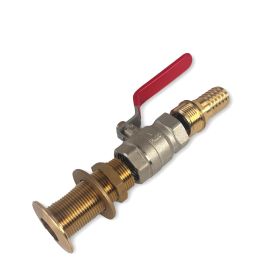 Messing Huiddoorvoer met Afsluiter Set 3/4" (26 mm) Schroefdraad en 20 mm Slangtule