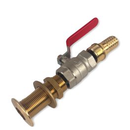 Messing Huiddoorvoer met Afsluiter Set 1" (33 mm) Schroefdraad en 25 mm Slangtule