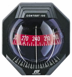 Plastimo Contest 130 kompas hellend schotmontage zwart met rode roos
