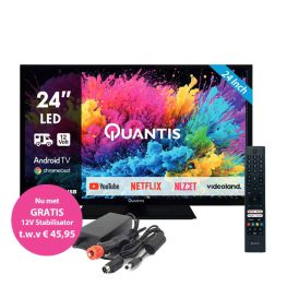 Quantis 24 Inch 12 Volt Google SMART LED TV Nu met GRATIS Stabilisator