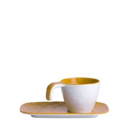 Scheepsservies Summer Espresso Kop en Schotel Mustard - 6 Stuks