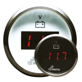 Wema Voltmeter Digitaal LED 12-24 volt Silver Gauge Serie