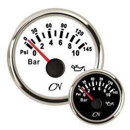 CN oliedrukmeter 0-10 bar met Chromen ring Wit of Zwart