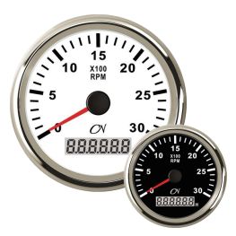 CN toerenteller met bedrijfsurenteller 3000 rpm met Chromen ring Wit of Zwart