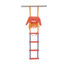 Hulpladder in tas, reddingsladder uitgeklapt Hulpladder in tas, reddingsladder uitgeklapt